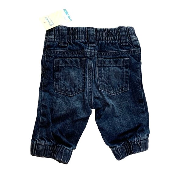 New Old Navy Infant Baby Size 0 6 months Jeans Denim Blue Jogger Pullon Pants - Picture 3 of 3
